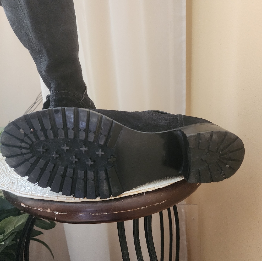 Ralph Lauren Polo women black suede leather biker boots Size8.5 UE39.5.Like New - Picture 8 of 12